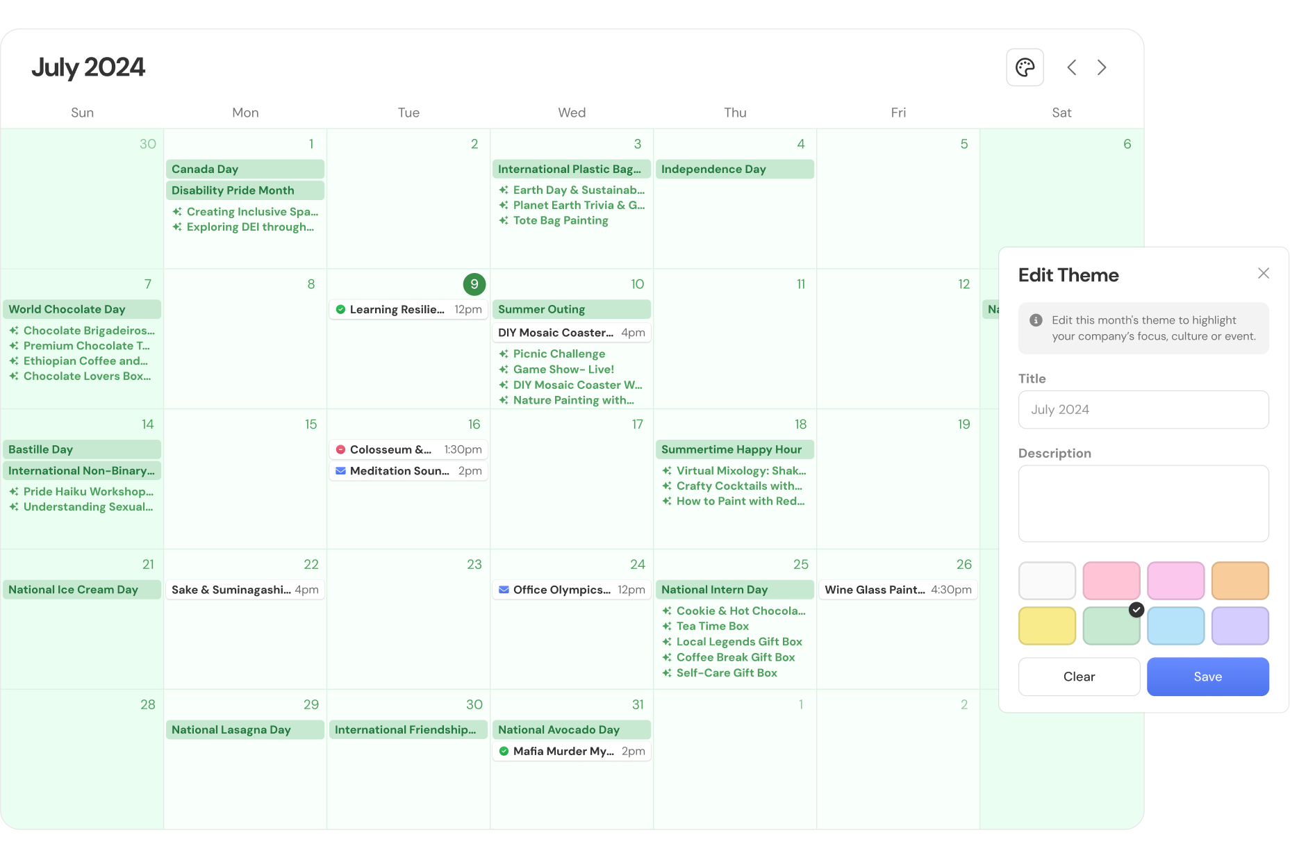 Calendar, green