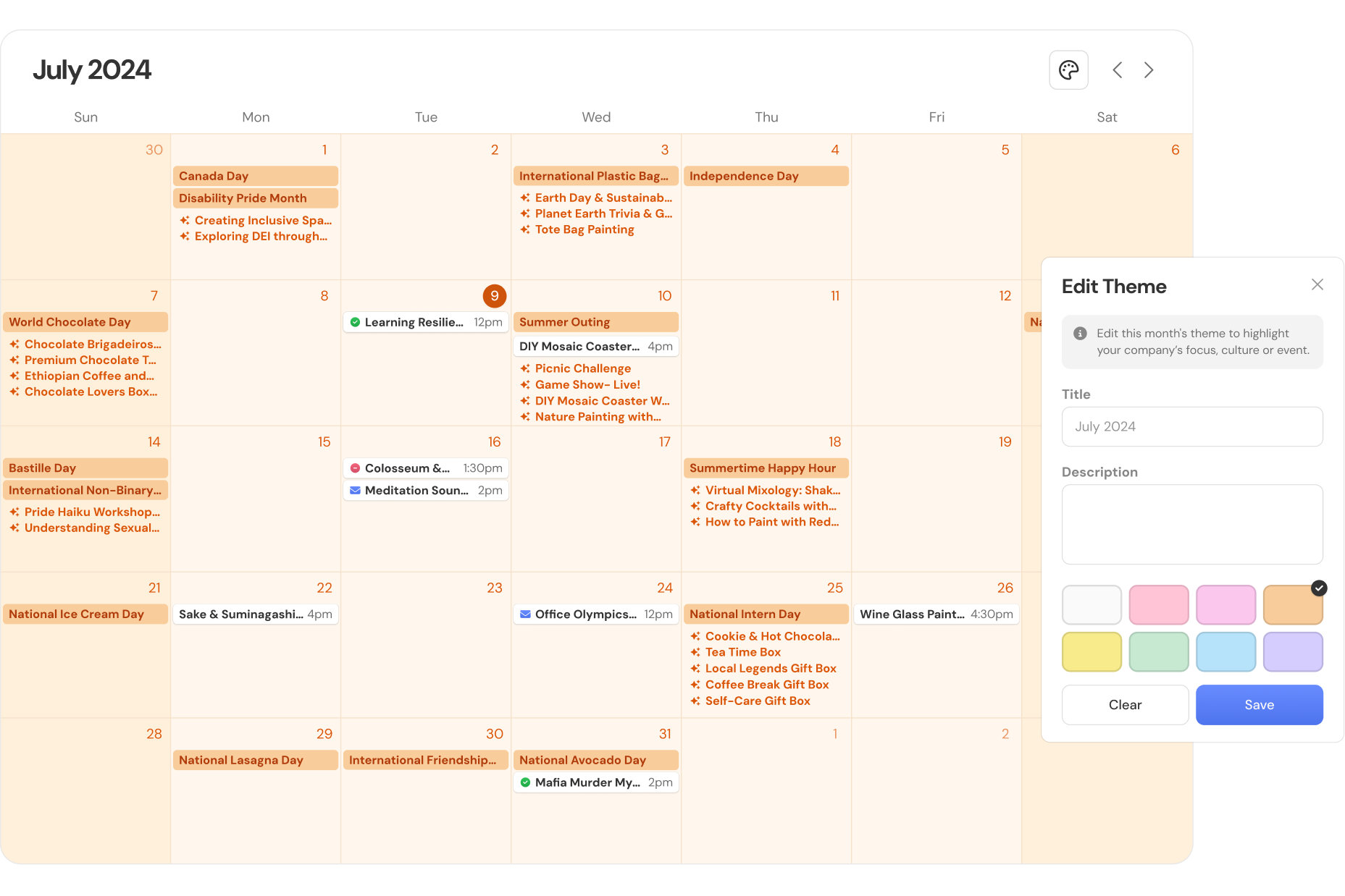 Calendar, orange