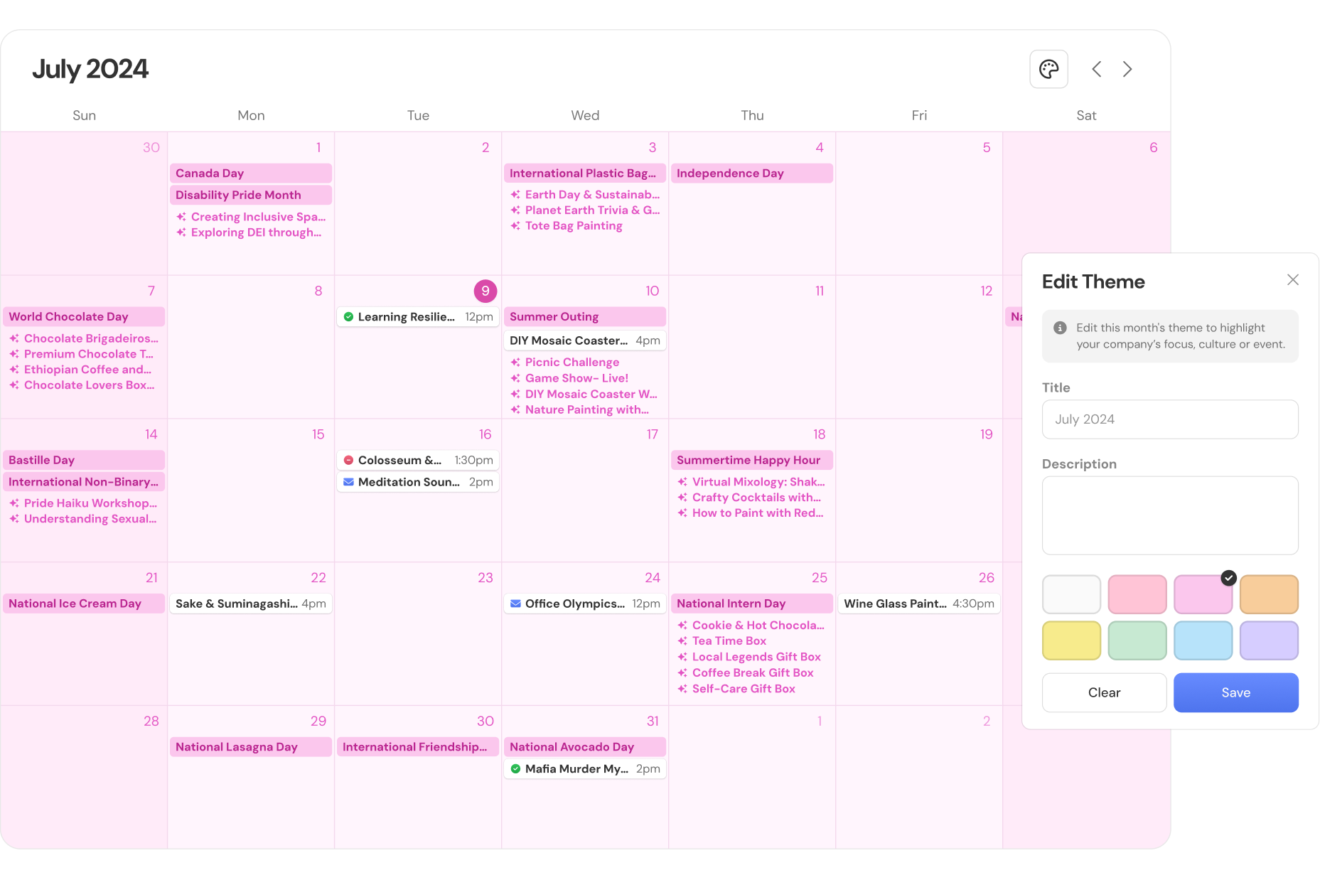 Calendar, pink