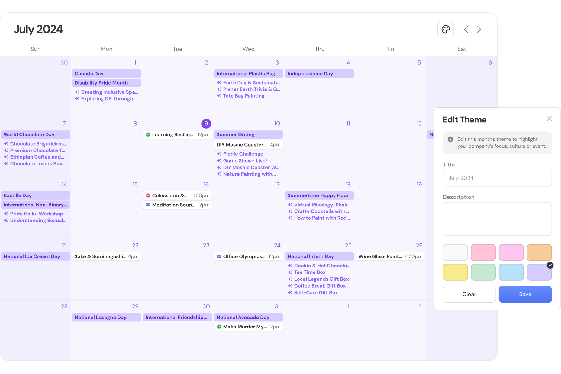 Calendar, purple